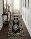 Tabriz Tapestry Collection Area Rug - Azerbaijan (Black) Runner Black  lifestyle 68