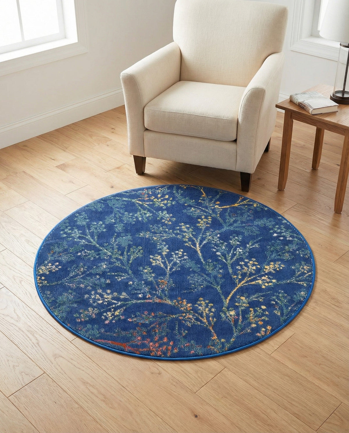 Meadow Breeze Collection Area Rug -  Sunbeam Round Blue  lifestyle 50