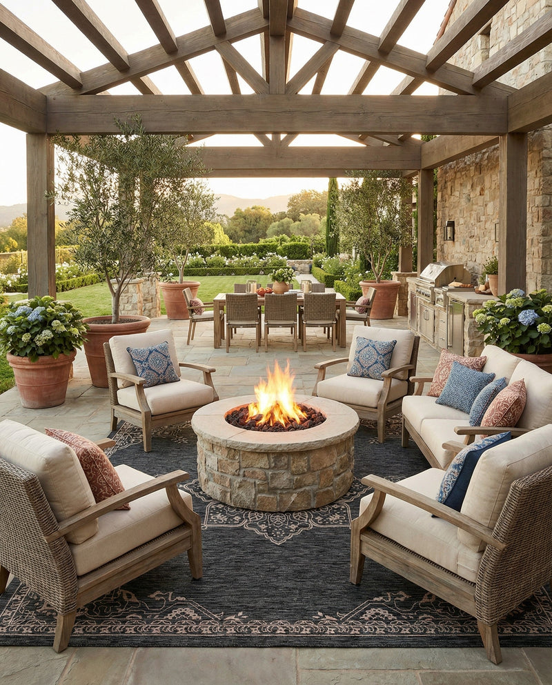 Patio Heritage Collection Area Rug -  Charleston (Charcoal Gray) Square Charcoal Gray  lifestyle 63