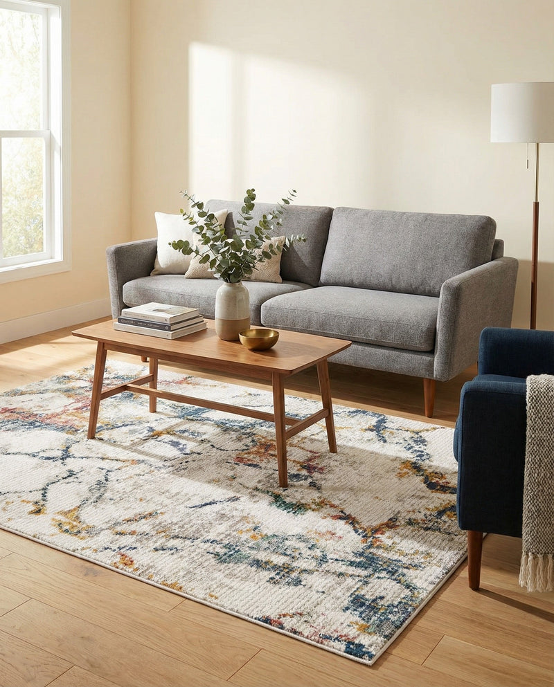 Jewel Oasis Collection Area Rug -  Opaline Rectangle White Navy  lifestyle 10