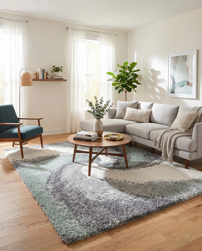 Cozy Haven Shag Collection Area Rug -  Oasis Rectangle Sage Green  lifestyle 55