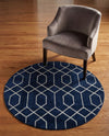 Hollywood Luxe Collection Area Rug - Sunset (Navy Blue Silver) Round Navy Blue Silver  lifestyle 51