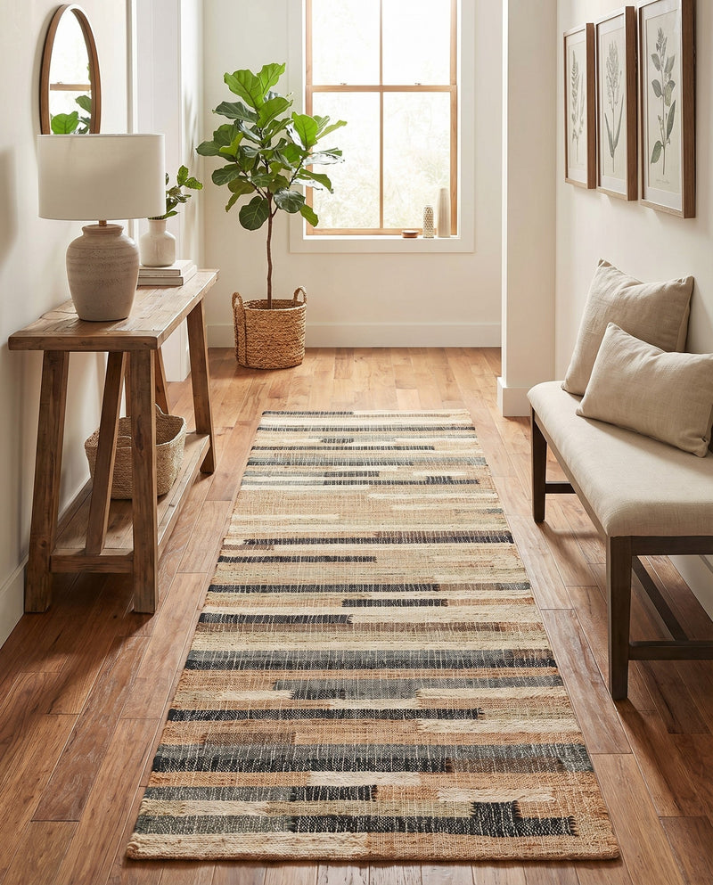 Benares Handwoven Jute Collection Area Rug -  Varanasi Runner Beige  lifestyle 44