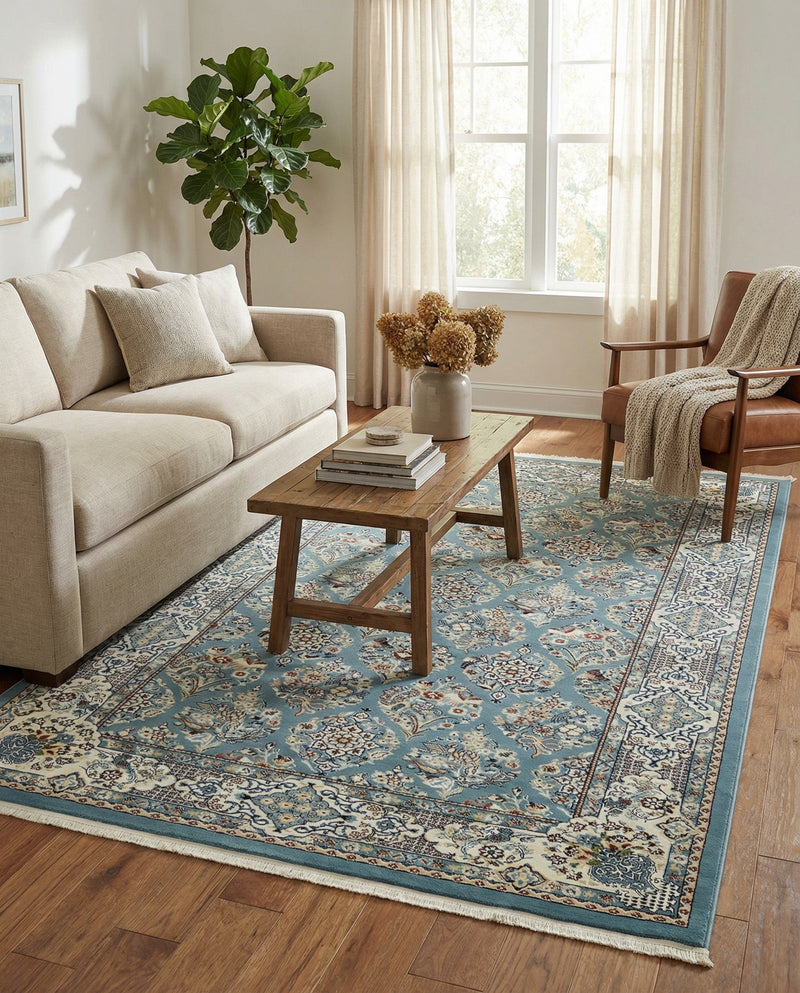 Persian Elegance Collection Area Rug -  Yazd Rectangle Blue  lifestyle 35