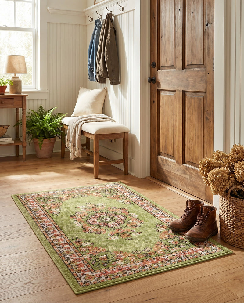 Geneva Terrace Collection Area Rug -  Yverdon Rectangle Green  lifestyle 59