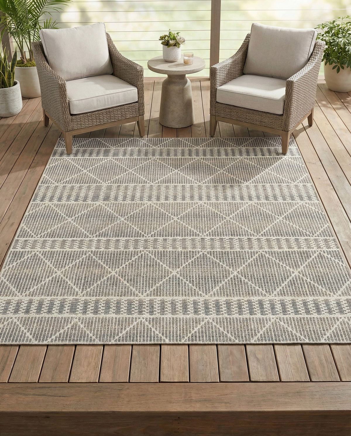 Savannah Pergola Collection Area Rug -  Glade Square Gray  lifestyle 179