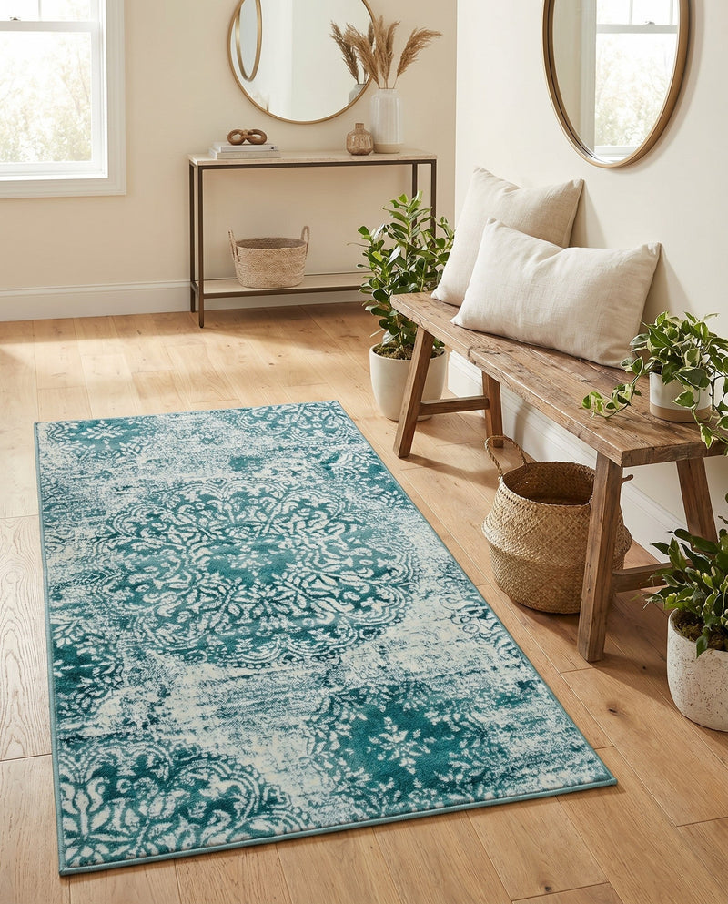 Riviera Elegance Collection Area Rug -  Monaco (Turquoise) Rectangle Turquoise  lifestyle 13