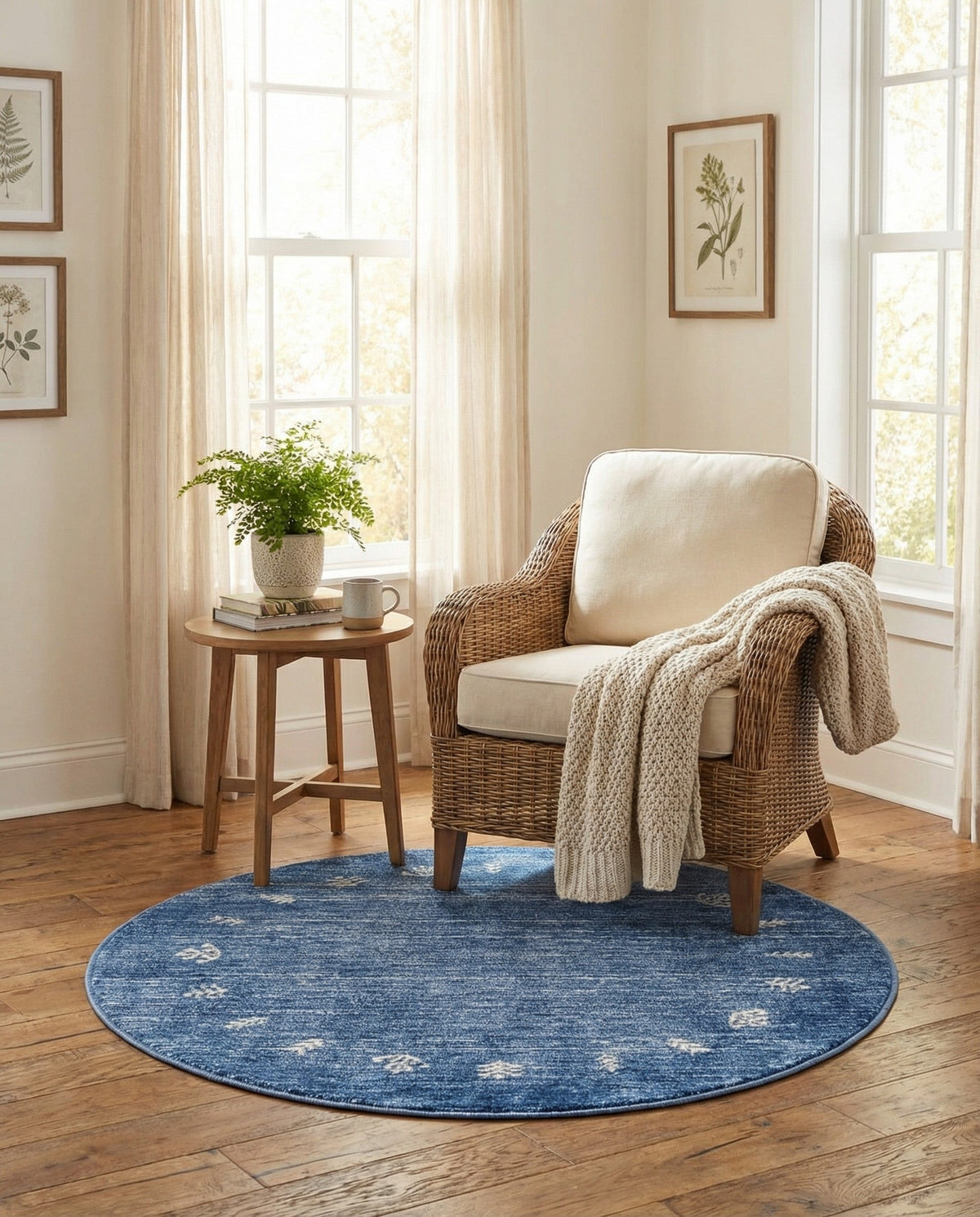 Zagros Shades Collection Area Rug -  Yasuj Round Navy Blue  lifestyle 96