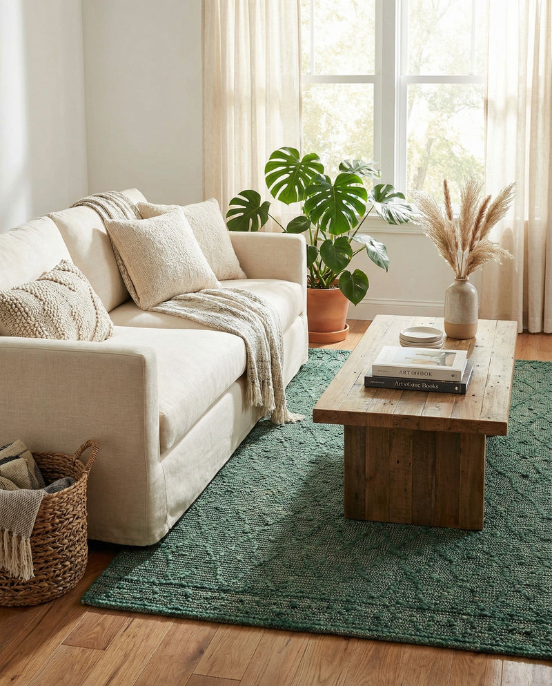Savannah Weave Collection Area Rug - Serengeti Rectangle Hunter Green  lifestyle 56