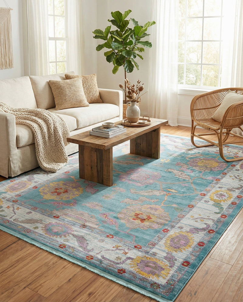 Arcadia Rugs Collection Area Rug - Eden (Aqua and Blue) Rectangle Aqua and Blue  lifestyle 23