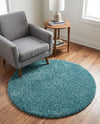 Cozy Comfort Shag Collection Area Rug - Haven (Turquoise) Round Turquoise  lifestyle 43