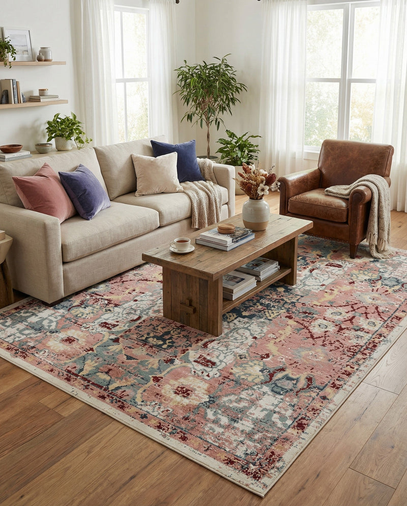 Savannah Elegance Collection Area Rug -  Azalea Rectangle Pink  lifestyle 25