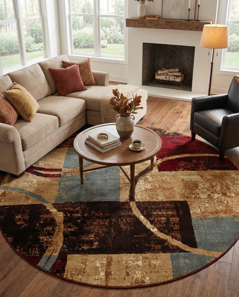 Bistro Lounge Collection Area Rug -  Ristretto Round Multi  lifestyle 52