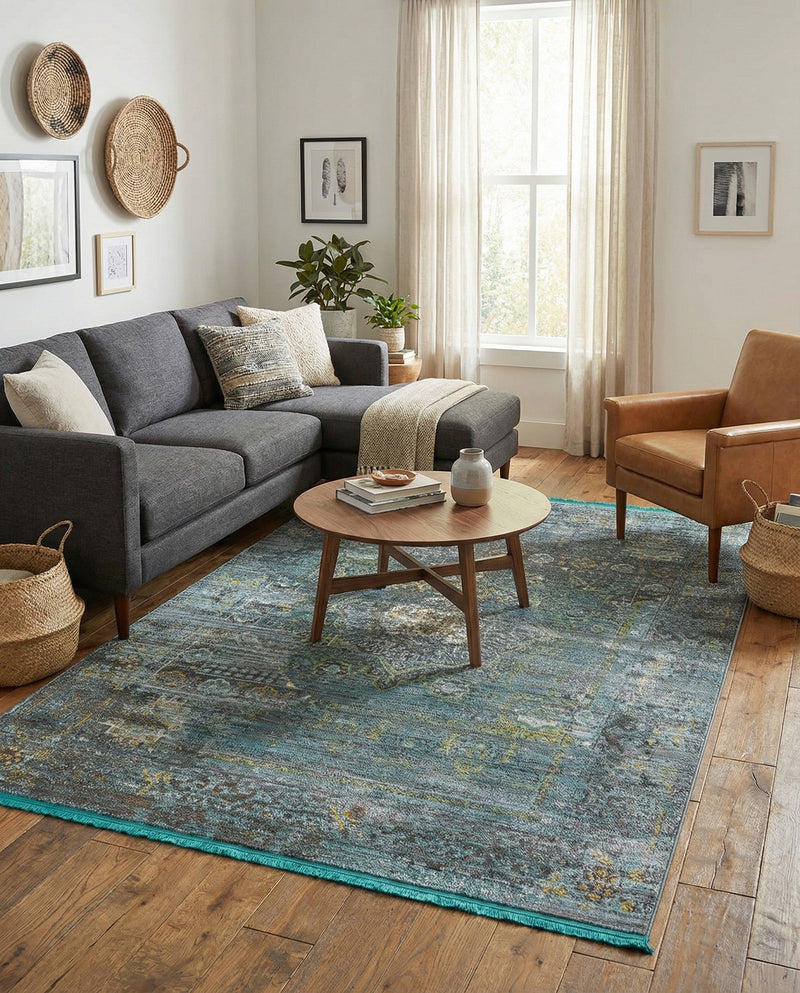 Caribbean Breeze Collection Area Rug -  Martinique Rectangle Turquoise  lifestyle 4