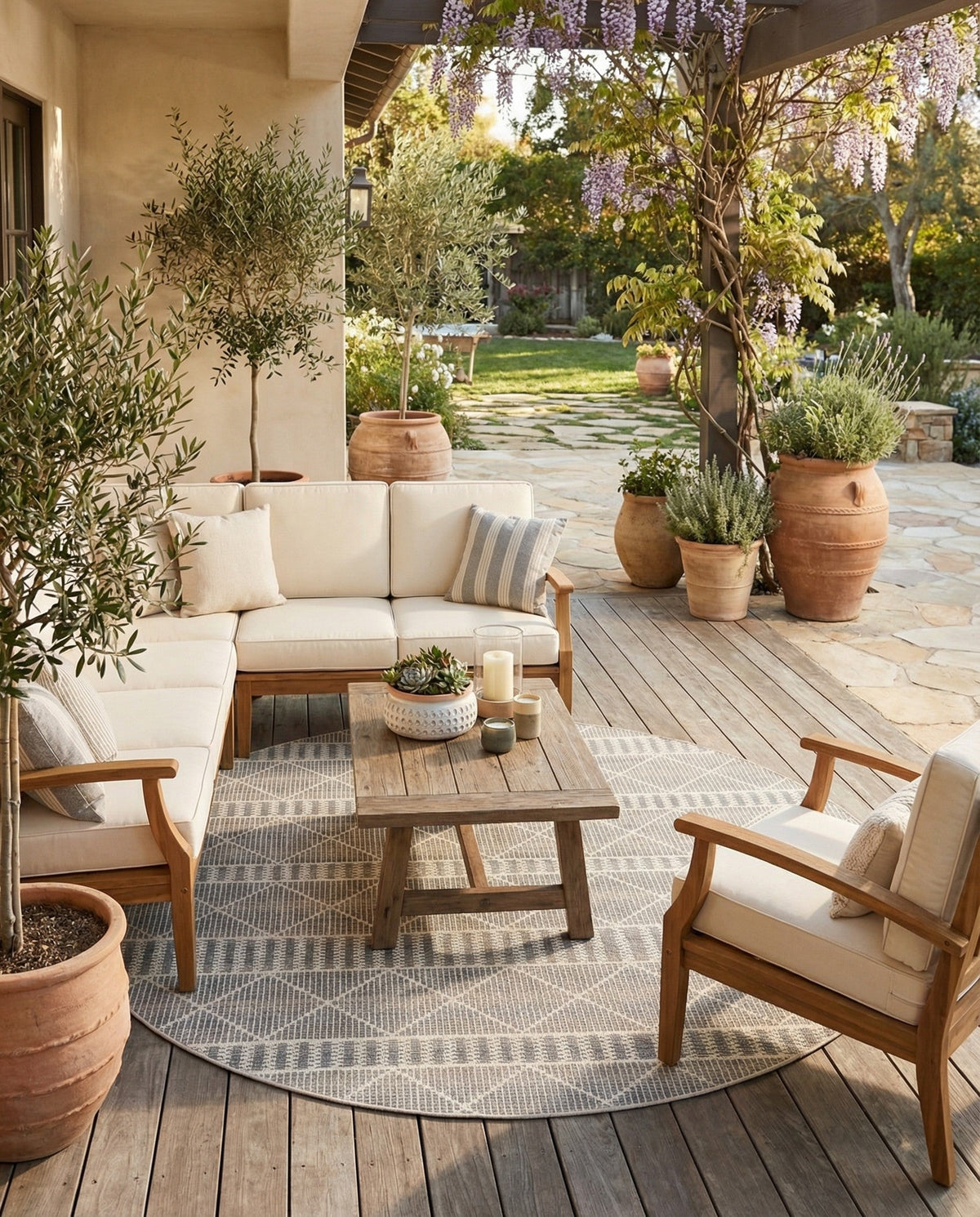 Savannah Pergola Collection Area Rug -  Glade Round Gray  lifestyle 173