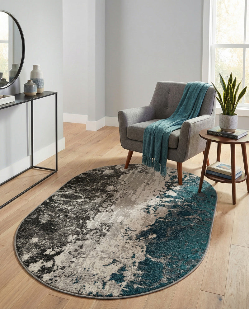 Seville Elegance Collection Area Rug -  Granada Oval Gray  lifestyle 29