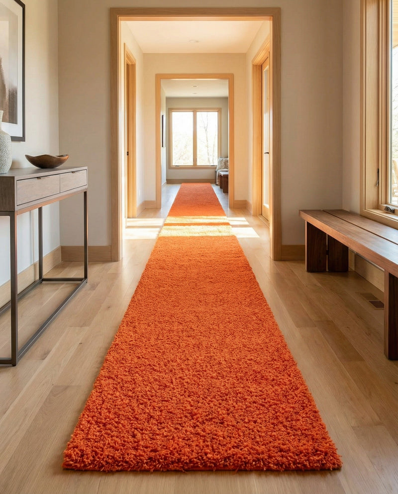 Plush Oasis Collection Area Rug - Serenity (Tiger Orange) Runner Tiger Orange  lifestyle 40