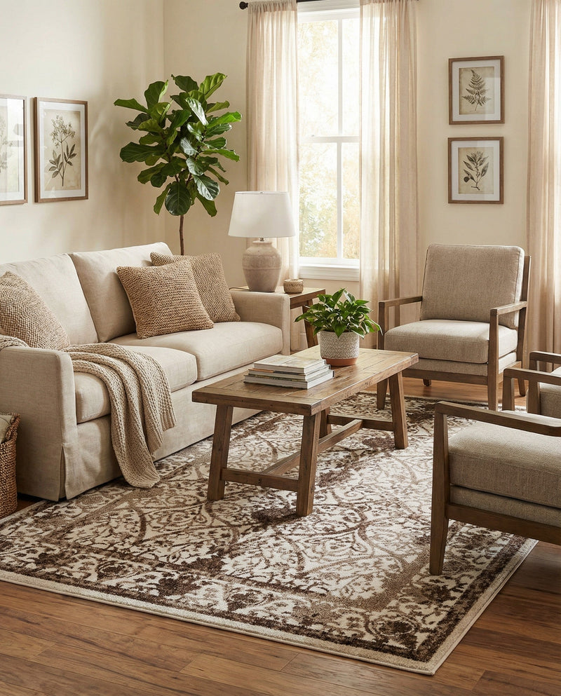 Horizon Collection Area Rug -  Sierra Rectangle Beige  lifestyle 21