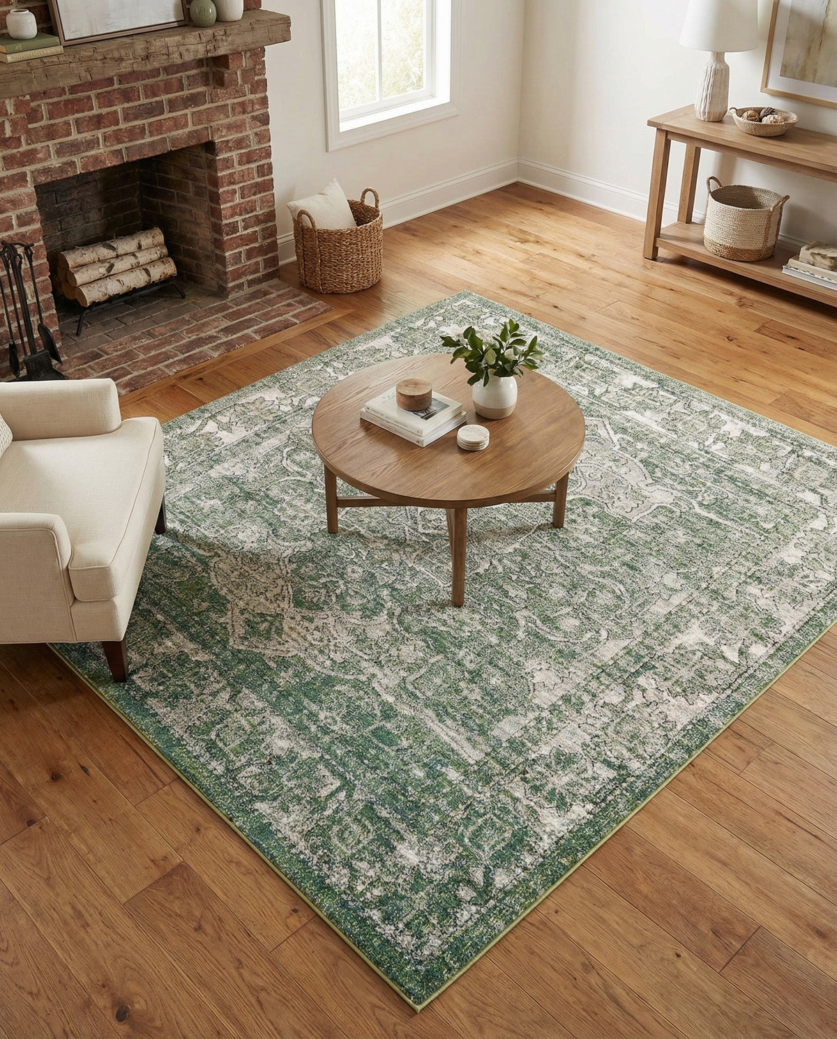 Savannah Soiree Collection Area Rug -  Everglade (Green) Square Green  lifestyle 115