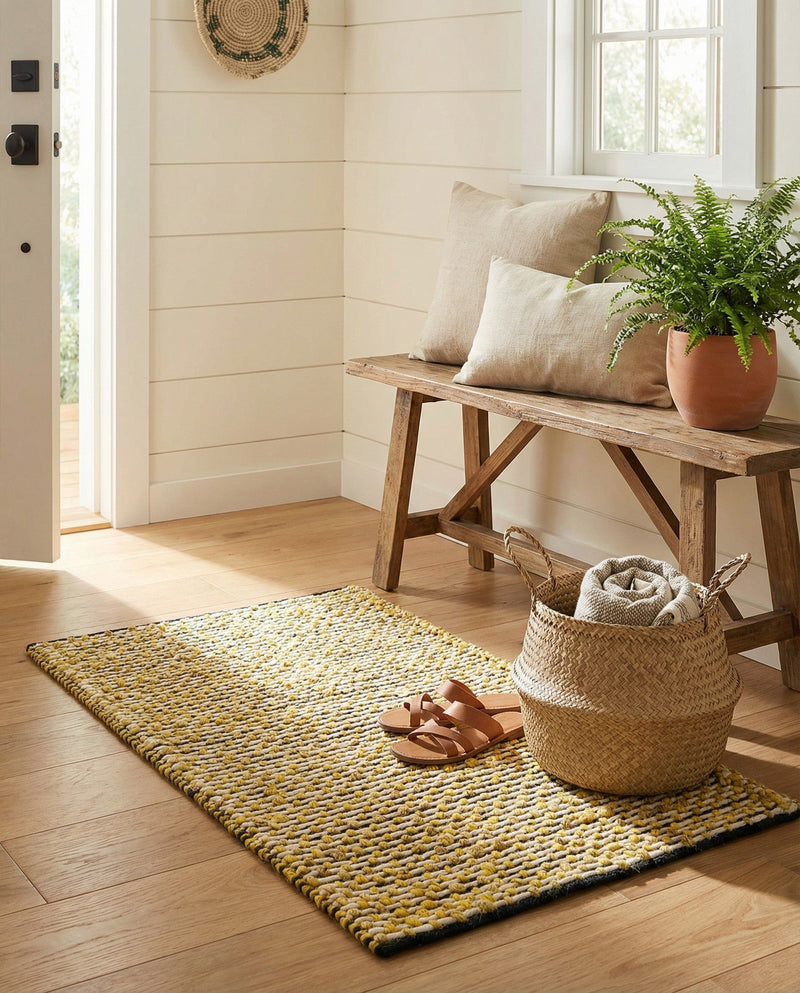 Coastal Haven Striped Jute Collection Area Rug - Marina Rectangle Yellow and Navy  lifestyle 32