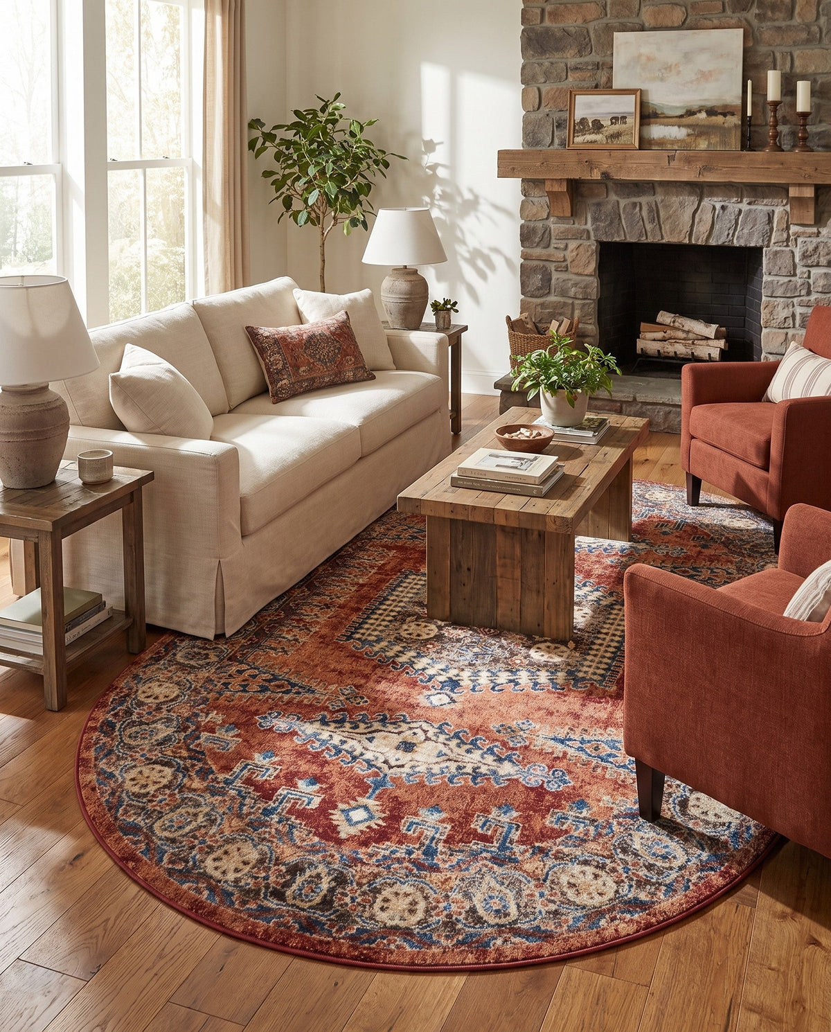 Eden Oasis Collection Area Rug -  Refuge (Terracotta) Oval Terracotta  lifestyle 79