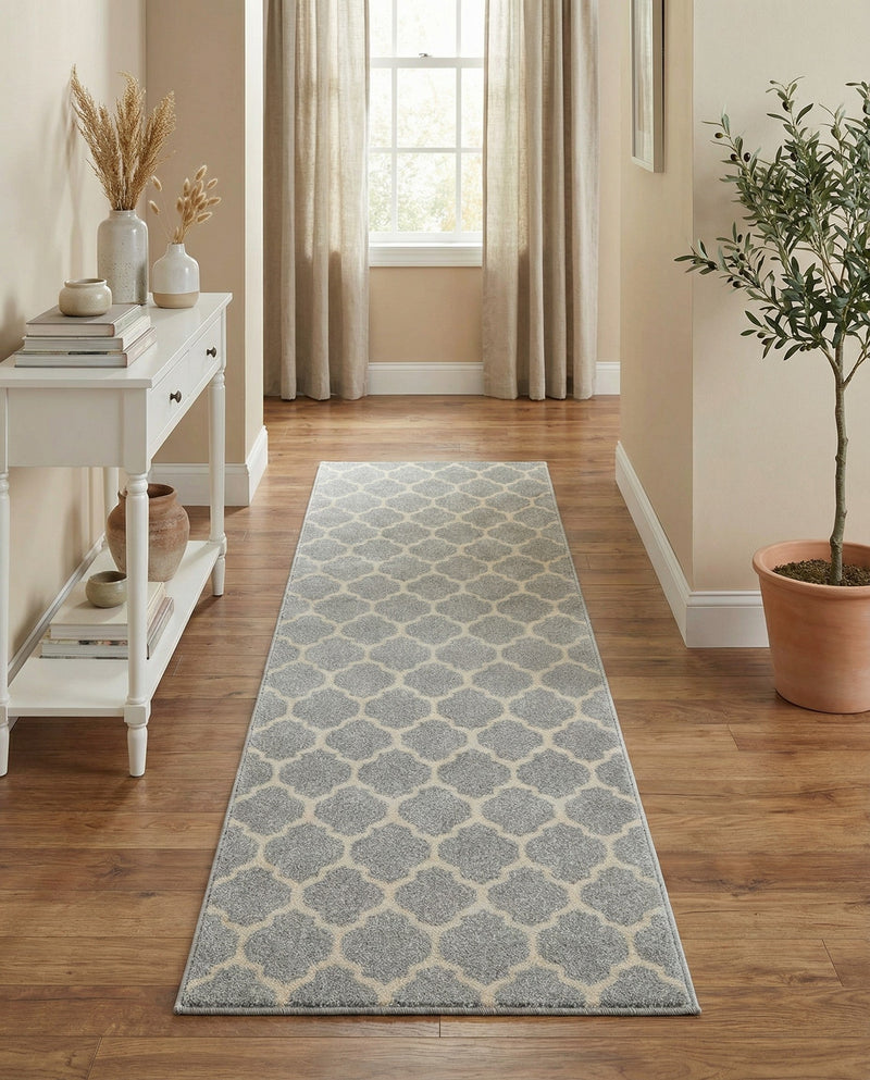 Lattice Gardens Collection Area Rug -  Bloomfield (Light Gray) Runner Light Gray  lifestyle 62