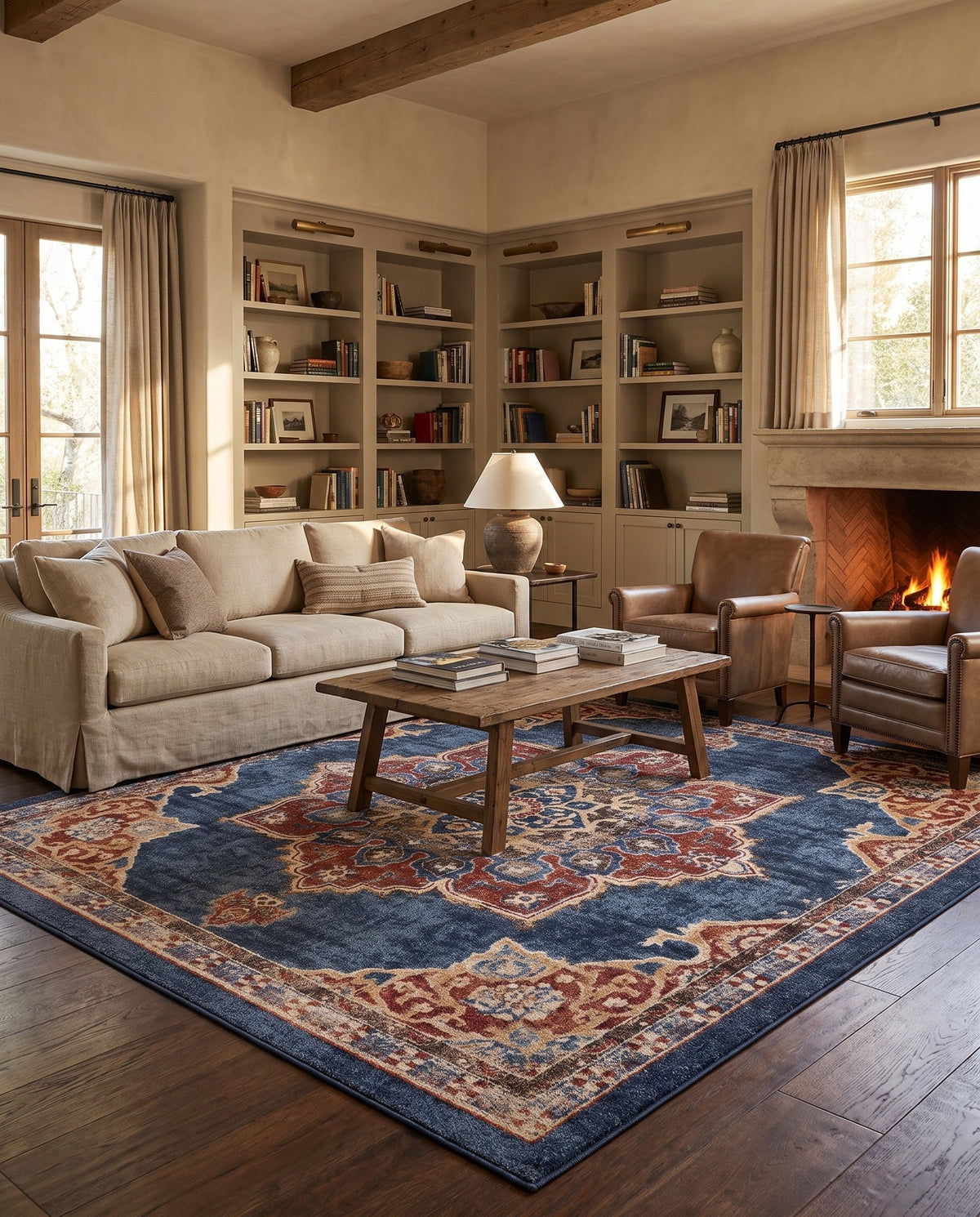 Eden Oasis Collection Area Rug -  Tranquility (Dark Blue) Square Dark Blue  lifestyle 85