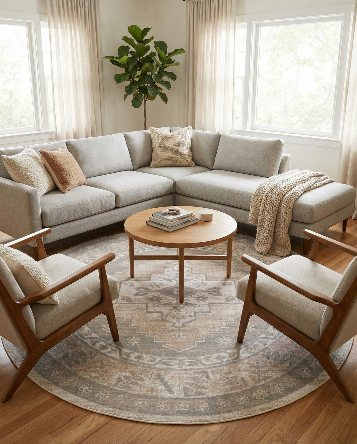 Savannah Series Collection Area Rug -  Augusta (Mink) Round Mink  lifestyle 103
