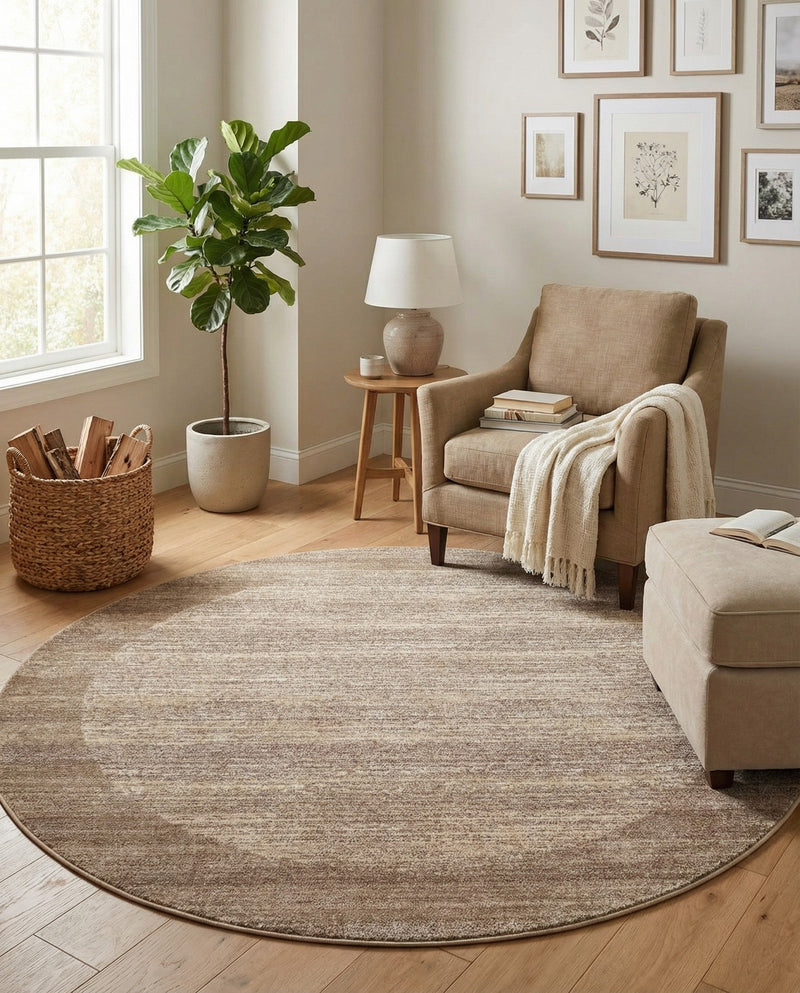 Studio Haven Collection Area Rug -  Conservatory (Beige) Round Beige  lifestyle 61