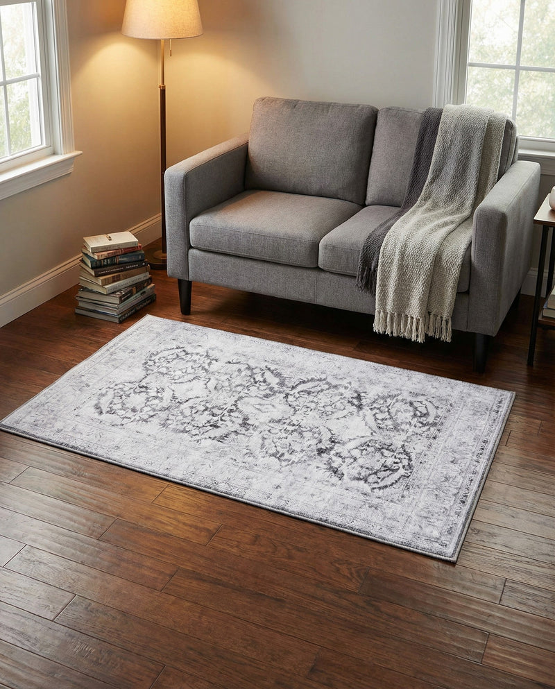 Heritage Elegance Collection Area Rug -  Miramar Rectangle Charcoal  lifestyle 21
