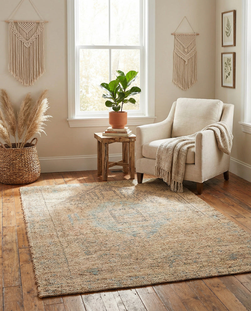 Savannah Threads Collection Area Rug -  Mojave Rectangle Khaki and Ivory  lifestyle 11