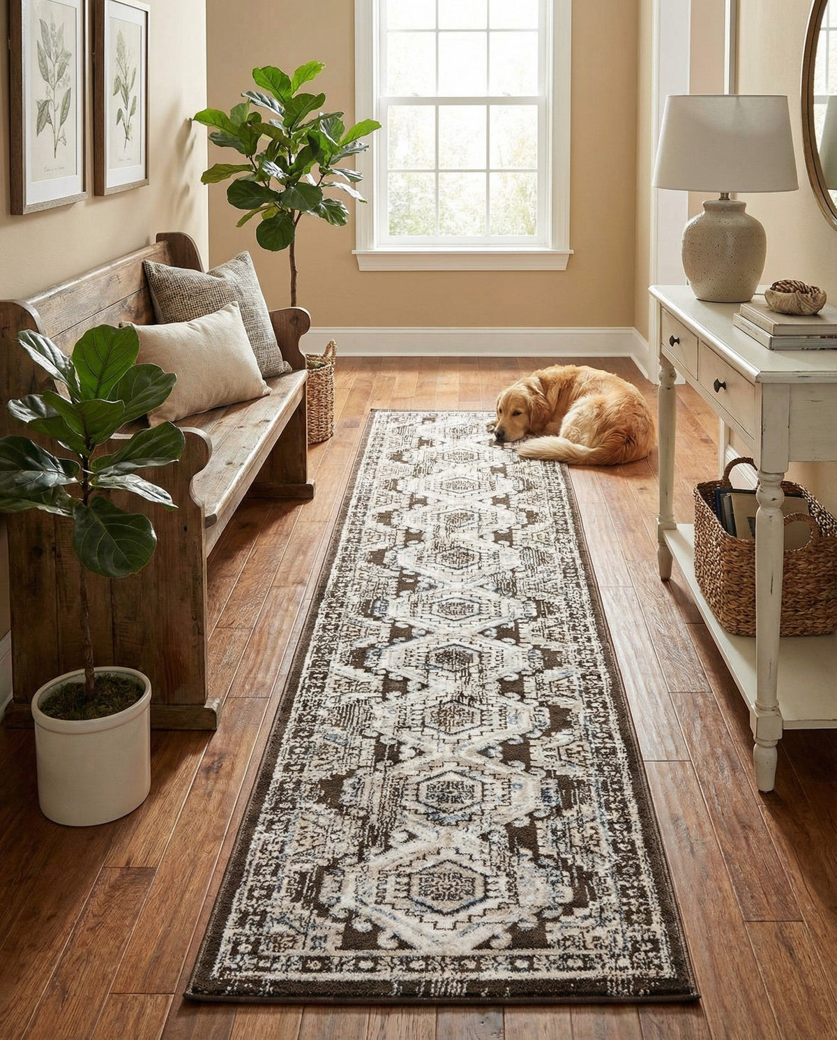Savannah Elegance Collection Area Rug -  Tybee (Gray) Runner Gray  lifestyle 92