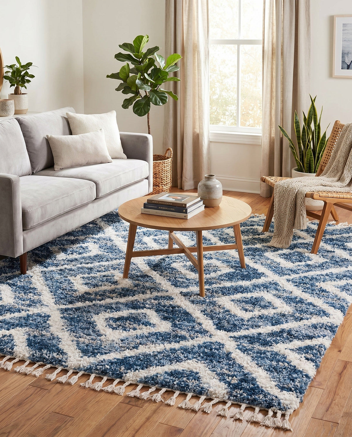 Cozy Cove Shag Collection Area Rug -  Dunes Square Blue  lifestyle 163
