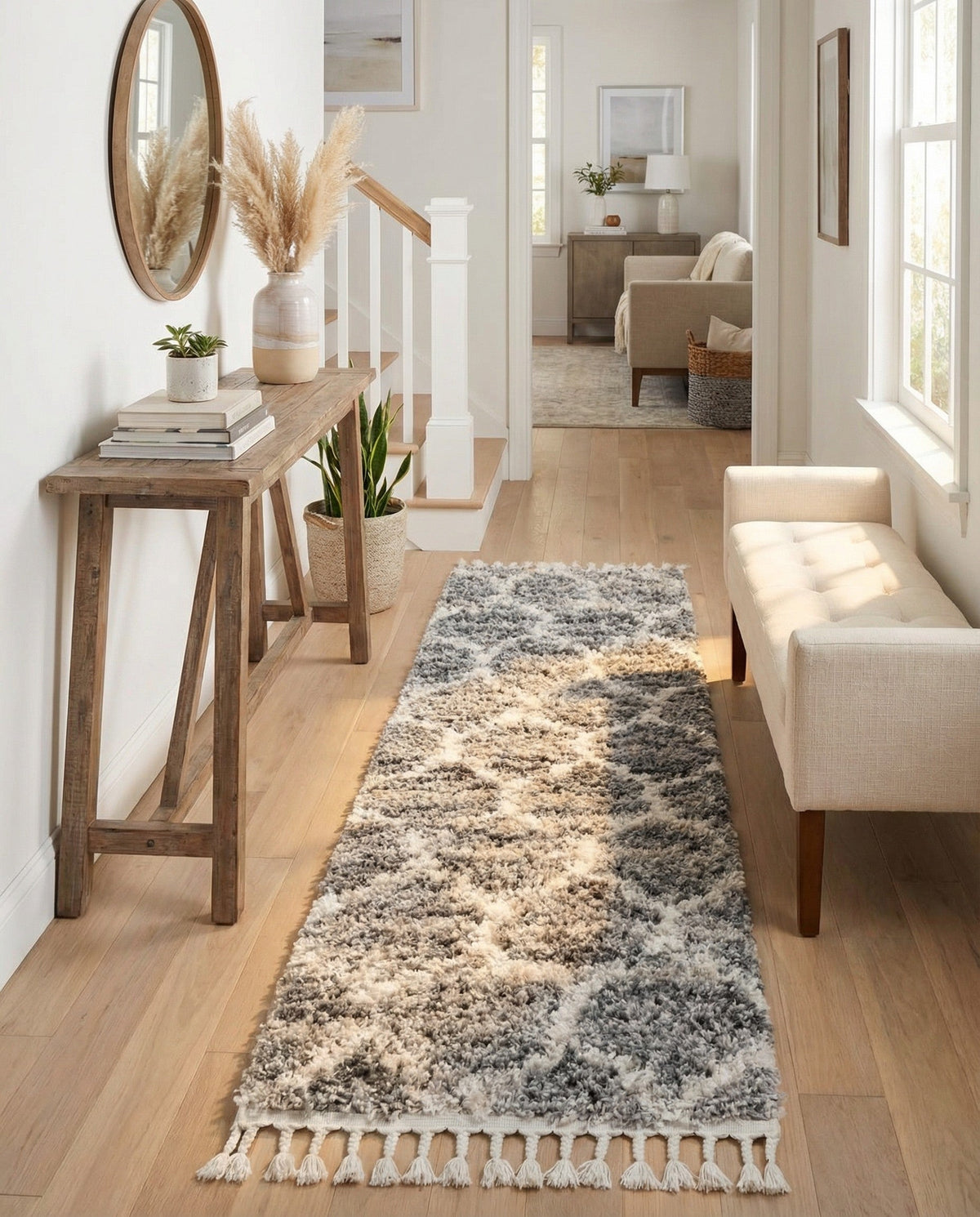 Cozy Cove Shag Collection Area Rug - Marina Runner Gray  lifestyle 147