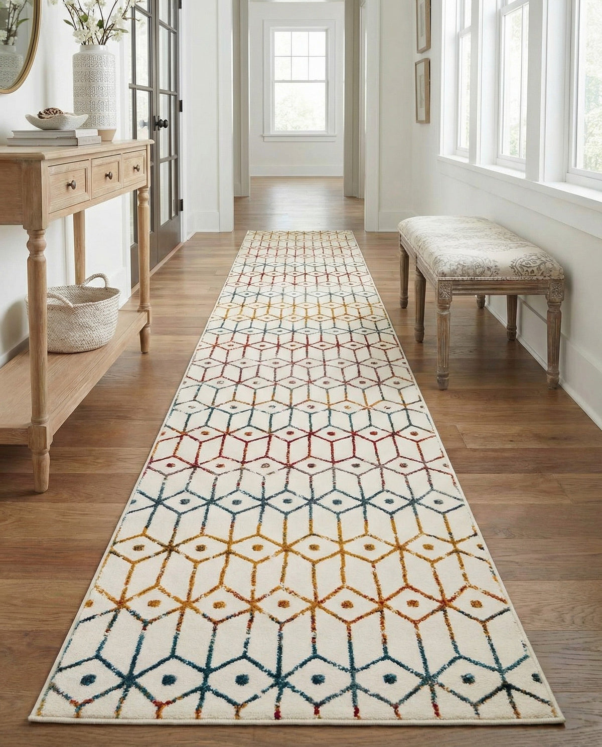 Garden Maze Retreat Collection Area Rug -  Mazeview Runner Multi  lifestyle 139