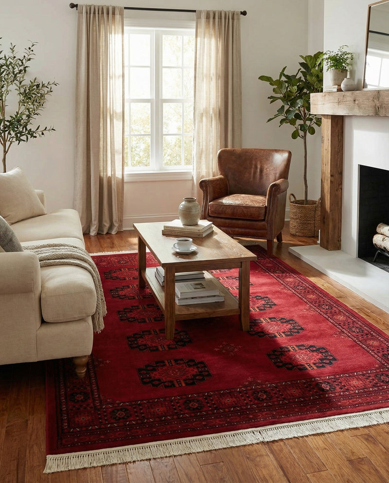 Samarkand Elegance Collection Area Rug -  Fergana Rectangle Red  lifestyle 12