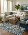Savannah Elegance Collection Area Rug -  Riverfront Rectangle Navy Blue  lifestyle 17