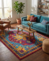 Caribbean Cove Collection Area Rug -  Canouan Rectangle Pink Blue  lifestyle 4