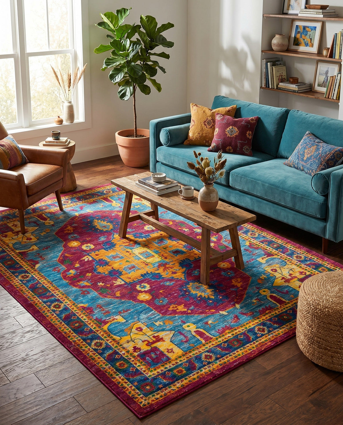 Caribbean Cove Collection Area Rug -  Canouan Rectangle Pink Blue  lifestyle 4