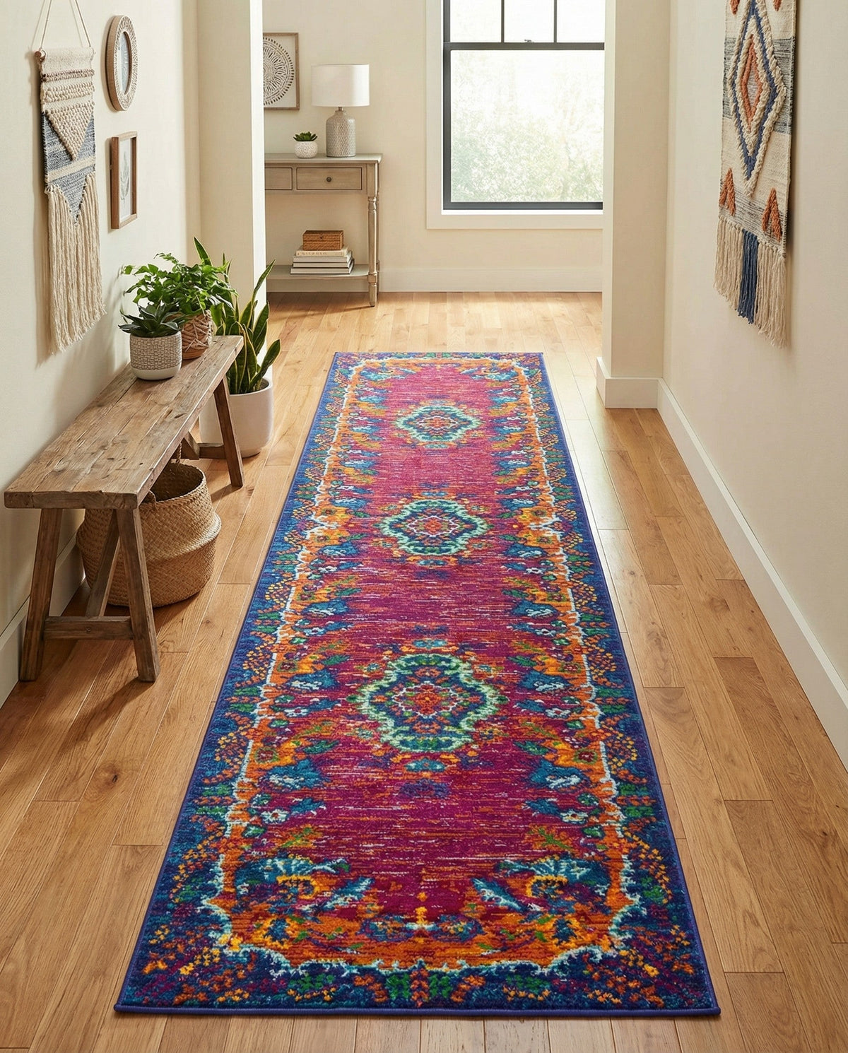 Caribbean Cove Collection Area Rug -  Nevis Runner Fuchsia  lifestyle 111