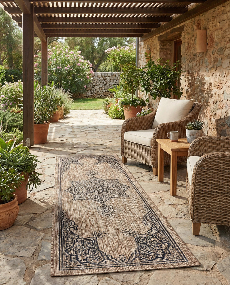 Patio Heritage Collection Area Rug -  Charleston (Beige) Runner Beige  lifestyle 61