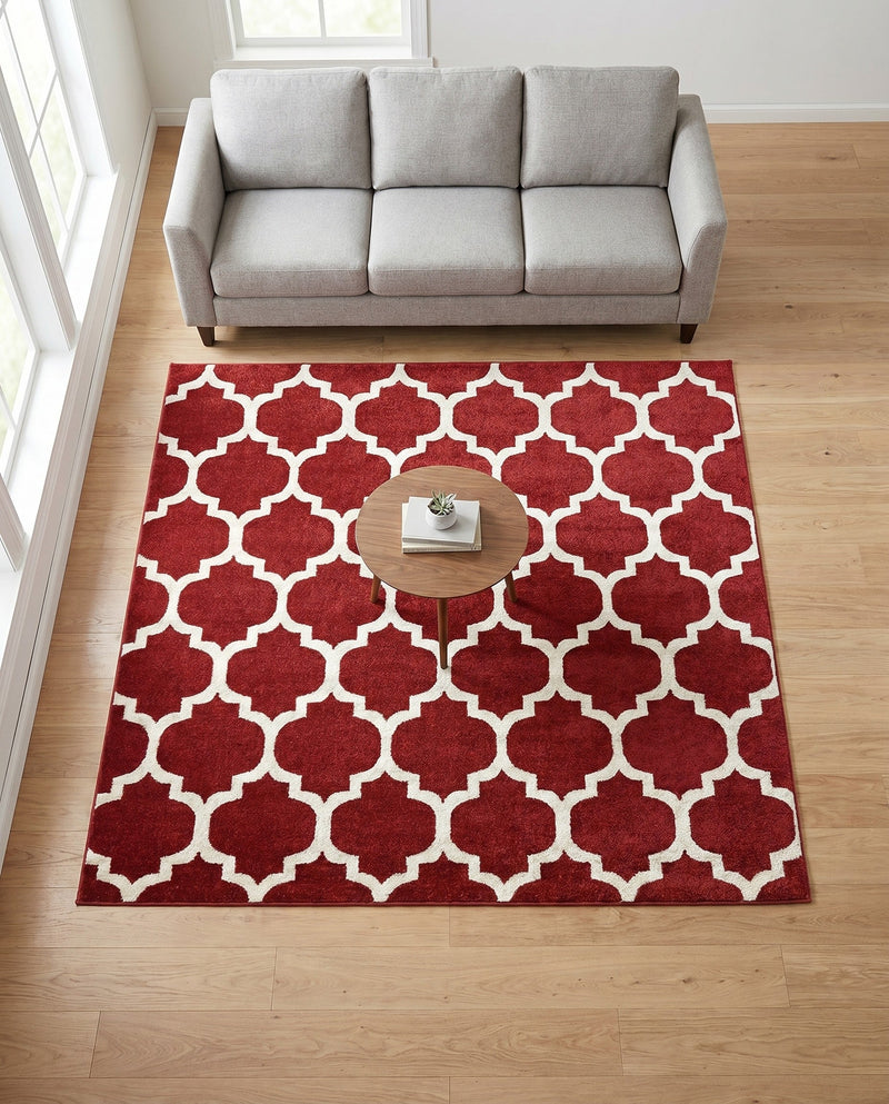 Lattice Gardens Collection Area Rug -  Bloomfield (Dark Terracotta) Square Dark Terracotta  lifestyle 59