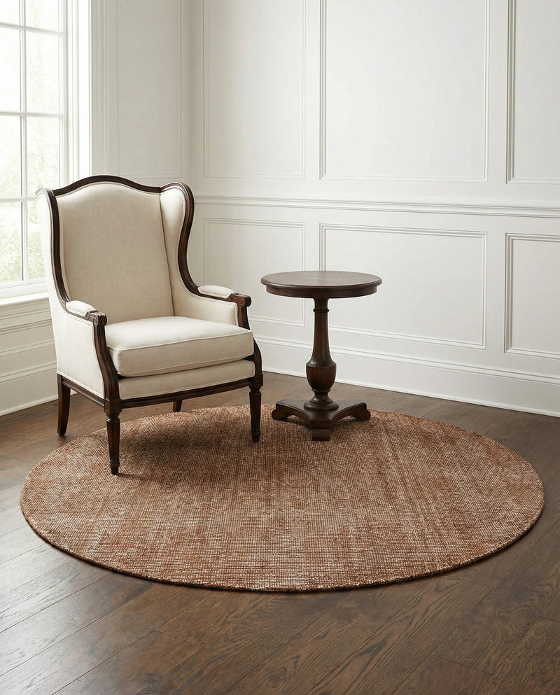 Berkshire Estate Collection Area Rug - Windsor (Cocoa Bean Brown) Round Cocoa Bean Brown  lifestyle 37