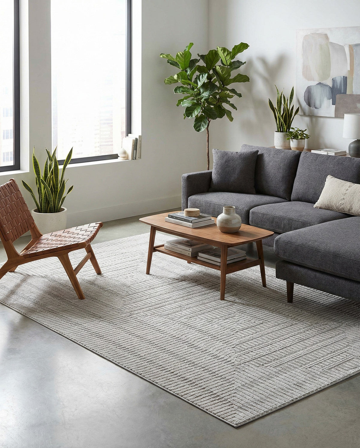 Haven Tapestry Collection Area Rug -  TranquilGlade Rectangle Twilight Stone Gray  lifestyle 4