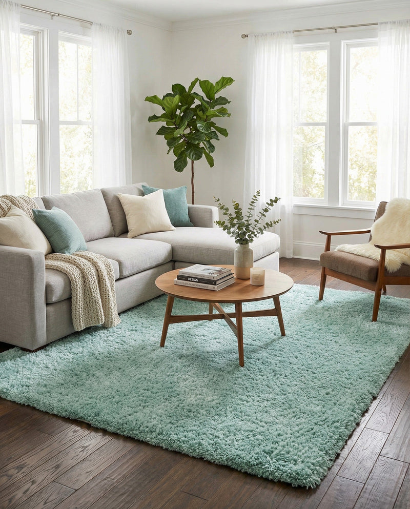 Eternal Plush Oasis Collection Area Rug -  Tranquility (Cyan) Rectangle Cyan  lifestyle 11
