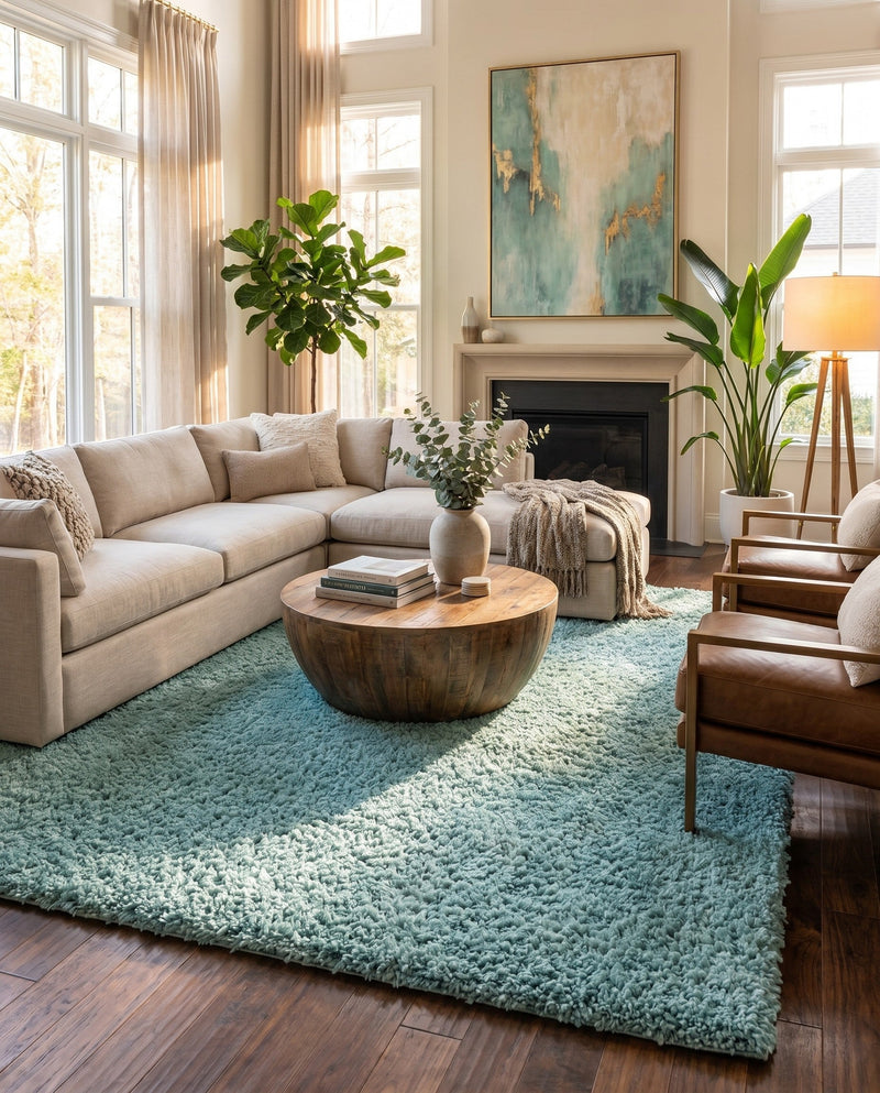 Alpine Plush Collection Area Rug -  Cortina (Aqua) Rectangle Aqua  lifestyle 16