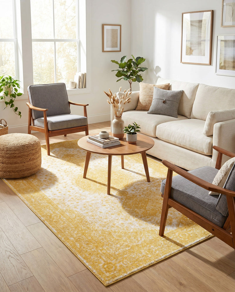 Dover Terrace Collection Area Rug - Marina (Yellow) Rectangle Yellow  lifestyle 13