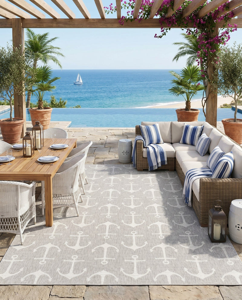 Seaside Haven Rugs Collection Area Rug - Sapphire (Gray) Rectangle Gray  lifestyle 27