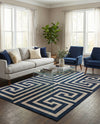 Aegean Labyrinth Collection Area Rug -  Mykonos Rectangle Navy Blue  lifestyle 46