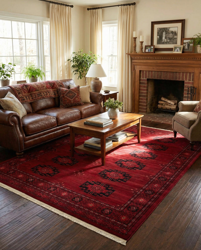 Samarkand Elegance Collection Area Rug -  Fergana Rectangle Red  lifestyle 20